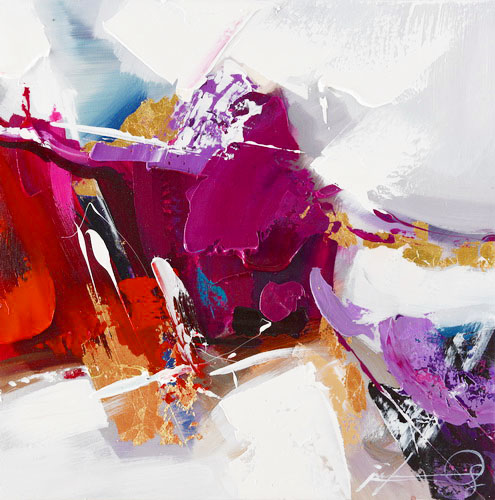 PXFC369 Wall décor art oil on canvas abstract purple red white tones colourful